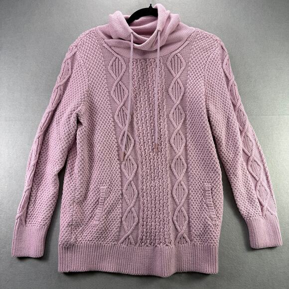 L.L. Bean Signature Purple Cotton Funnelneck Sweater Women’s Size L - Picture 1 of 10